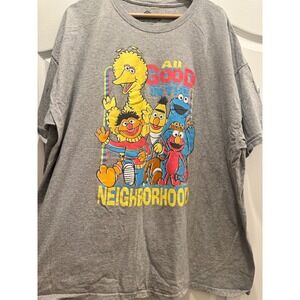 Sesame Street All Good In The Neighborhood Gray Graphic T-Shirt Mens 3XL Big